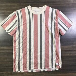 Hollister‎ Co. Striped T Shirt Relaxed Fit Medium Pink Gray Casual Top